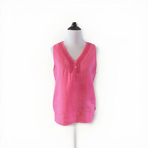 Hiho Tortola 100% Linen Tank Top Women’s Size Small Tunic Pink Boho Lagenlook - Picture 1 of 9